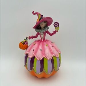 Whimsical Fairy Candy Witch Pumpkin Clay Resin Halloween Decor